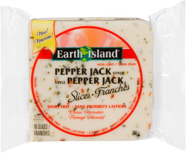 Earth Island Fromage Alternatif Style Pepper Jack Tranches 10 Tranches 200 g