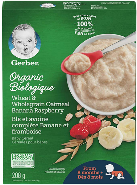 Gerber Céréales Bio Banane Framboise Blé Avoine