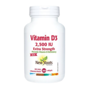 New Roots Vitamine D3 2,500 IU Extra puissant 