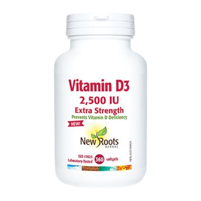 New Roots Vitamine D3 2,500 IU Extra puissant 