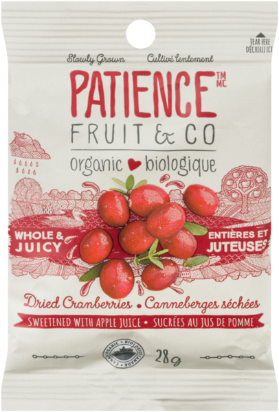 Patience Fruit & Co Canneberges Séchées Sucrées au Jus de Pomme Biologique 28 g