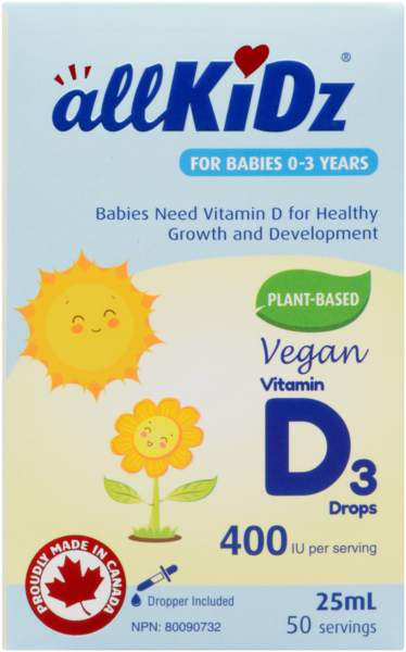 allKiDz Gouttes de Vitamine D₃ pour les Bébés 0-3 Ans 25 ml