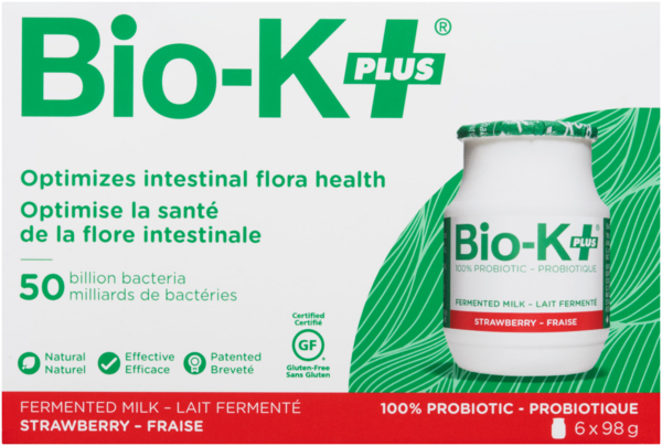 Bio-K+ Probiotique à boire à base de lait - Fraise - 6 pots