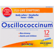 Boiron Oscillococcinum Flu-Like Symptoms Homeopathic Medicine 12 Doses of Globules 1 g Each