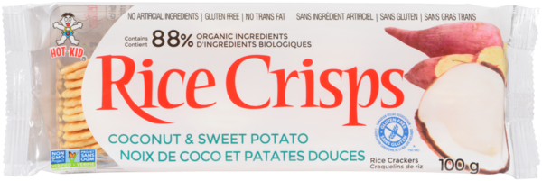 Hot-Kid Rice Crisps Craquelins de Riz Noix de Coco et Patates Douces 100 g