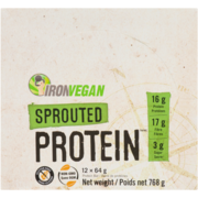 Iron Vegan Sprouted Protein Caramel Sucré et Salé 12 Barre de Protéines x 64 g (768 g)