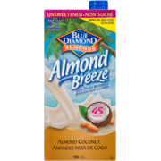 Blue Diamond Almonds Almond Breeze Boisson aux Amandes Enrichie Non Sucré Originale Amandes Noix de Coco 946 ml