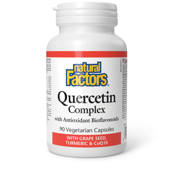 Natural Factors Complexe de quercétine avec pépin de raisin, curcuma et CoQ10   90 capsules végétariennes