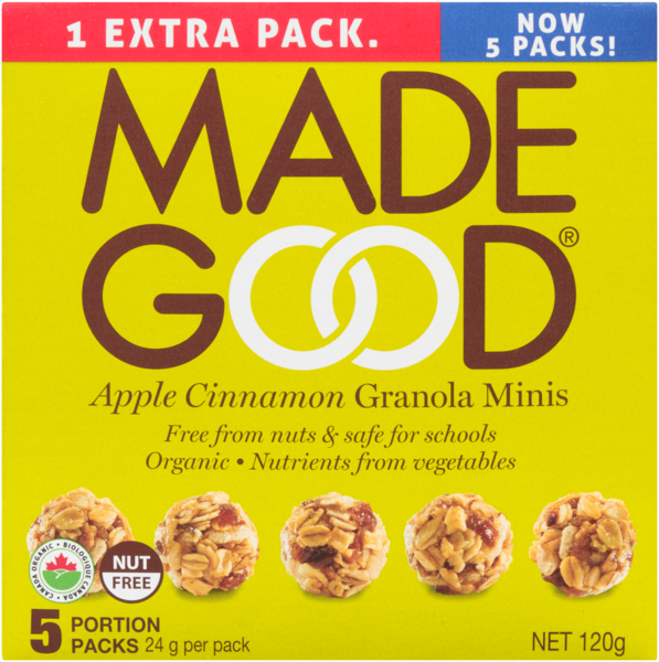 Made Good Bouchées Granola Pomme Cannelle 5 Emballages d'Une Portion x 24 g (120 g)