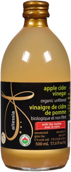 Allessia Vinaigre de Cidre de Pomme Biologique et Non Filtré 500 ml