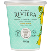 Maison Riviera Yogourt Set-Style Lemon Lactose Free 2.8% Milk Fat 750 g