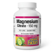 Natural Factors Magnésium Citrate 150 mg 60 comprimés à croquer lime · sans sucre