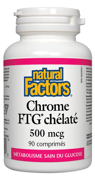 Natural Factors Chrome FTG chélaté  500 mcg  90 comprimés