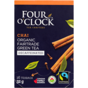 Four O'Clock Chai Organic Fairtrade Green Tea Decaffeinated 16 Teabags 32 g