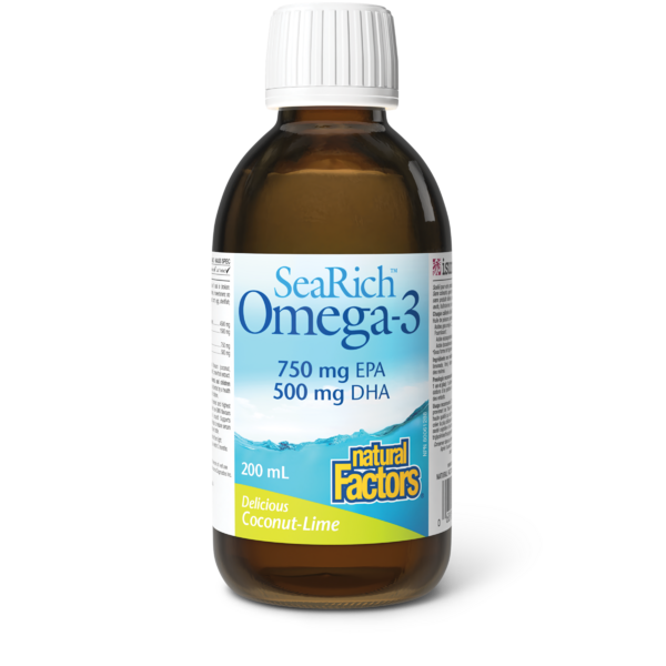 Natural Factors SeaRich Oméga-3  750 mg AEP / 500 mg ADH  200 mL liquide Noix de coco et lime