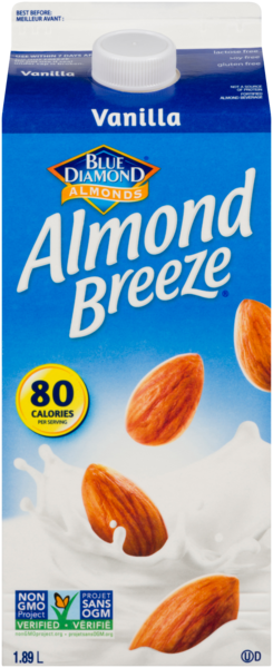Blue Diamond Almond Breeze Fortified Almond Beverage Vanilla 1.89 L