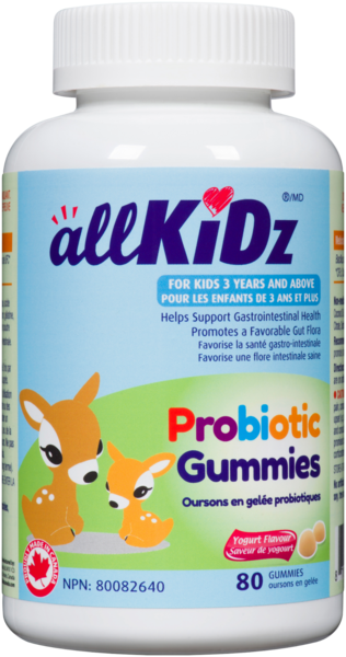 allKiDz Oursons en Gelée Probiotiques Saveur de Yogourt 80 Oursons en Gelée
