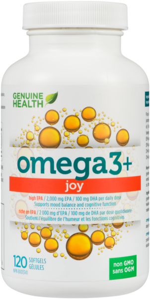 Genuine Health Omega 3+ Joy huile de poisson, 2000 mg EPA, 100 mg DHA