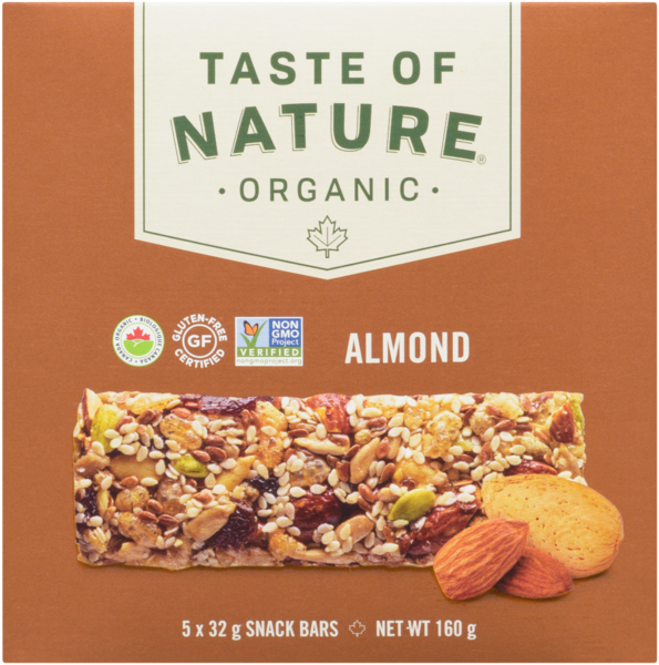 Taste of Nature Organic Amandes 5 Barres-Collation x 32 g (160 g)