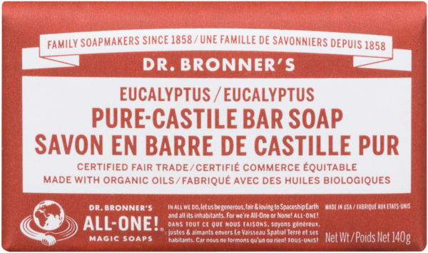 Dr. Bronner's Savon en Barre de Castille Pur Eucalyptus 140 g