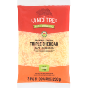 L'Ancêtre Cheese Triple Cheddar Shredded Organic 31% M.F. 200 g