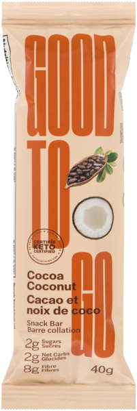 Good to Go Barre Collation Cacao et Noix de Coco 40 g