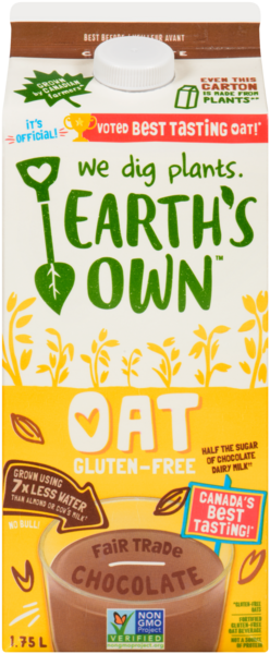Earth's Own Fortified Gluten-Free Oat Beverage Fair Trade Chocolate 1.75 L