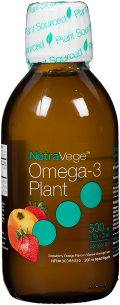 NutraVege Omega-3 Plant Saveur d'Orange Fraise Liquide 200 ml