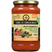Terre di Sangiorgio Sauce pour Pâtes Tomates avec Olives et Câpres Biologique 540 ml