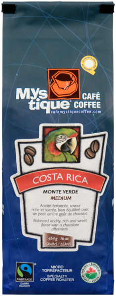 Café Mystique Coffee Costa Rica Monte Verde Medium Beans 454 g
