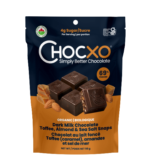 Chocxo Chocolat au lait foncé toffee (caramel), amandes et sel de mer