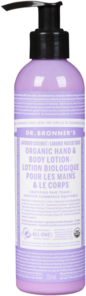 Dr. Bronner's Lotion Biologique pour les Mains & le Corps Lavande Noix de Coco 237 ml