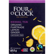Four O'Clock Tisane Biologique Équitable Citron Gingembre 16 Sachets 28.8 g