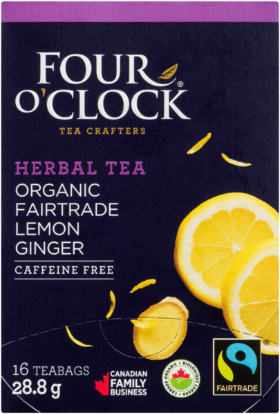 Four O'Clock Herbal Tea Organic Fairtrade Lemon Ginger 16 Teabags 28.8 g