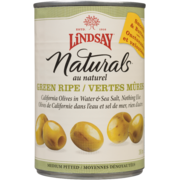 Lindsay Naturals Green Ripe California Olives in Water & Sea Salt 398 ml