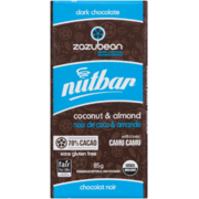 Zazubean Nutbar Chocolat Noir Noix de Coco & Amande 85 g