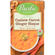 Pacific Foods Bisque aux Noix de Cajou, aux Carottes et au Gingembre Biologique 472 ml